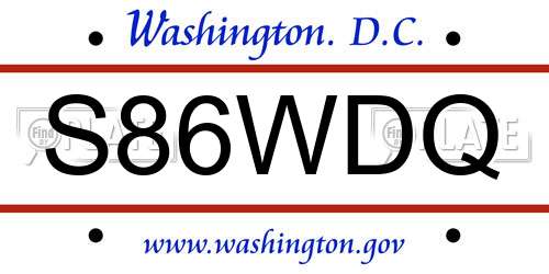 S86WDQ District Of Columbia License Plate