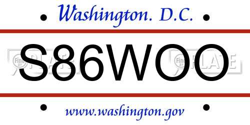 S86WOO District Of Columbia License Plate