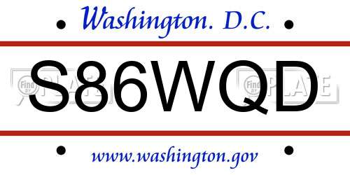 S86WQD District Of Columbia License Plate
