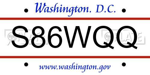 S86WQQ District Of Columbia License Plate