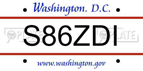 S86ZDI District Of Columbia License Plate