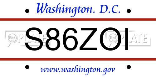 S86ZOI District Of Columbia License Plate