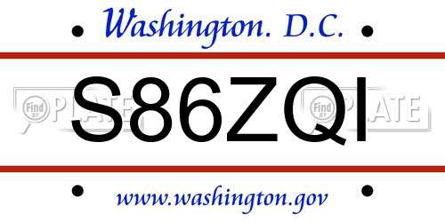 S86ZQI District Of Columbia License Plate
