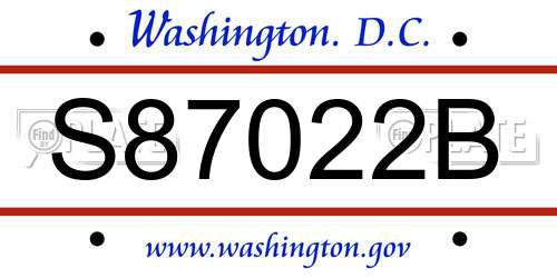 S87022B District Of Columbia License Plate