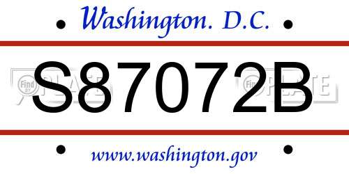 S87072B District Of Columbia License Plate