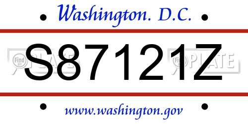 S87121Z District Of Columbia License Plate
