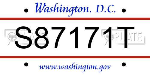 S87171T District Of Columbia License Plate