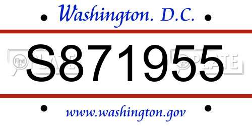 S871955 District Of Columbia License Plate