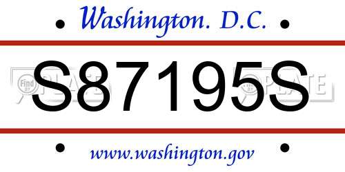 S87195S District Of Columbia License Plate