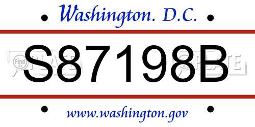 S87198B District Of Columbia License Plate