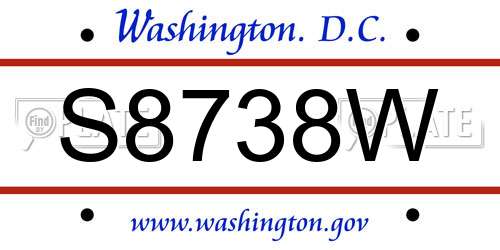 S8738W District Of Columbia License Plate