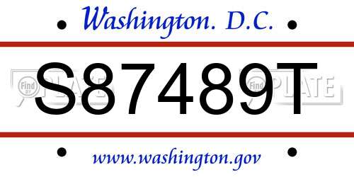 S87489T District Of Columbia License Plate
