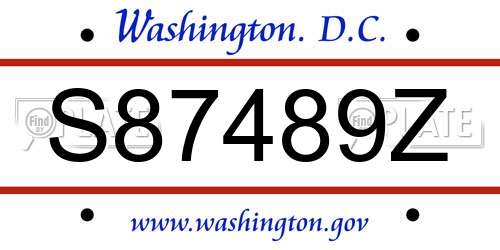 S87489Z District Of Columbia License Plate