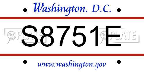 S8751E District Of Columbia License Plate