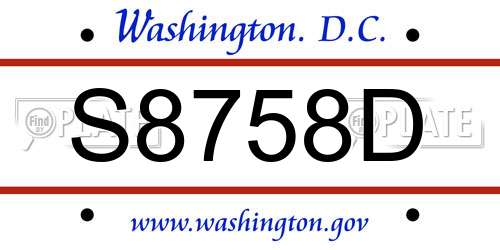 S8758D District Of Columbia License Plate
