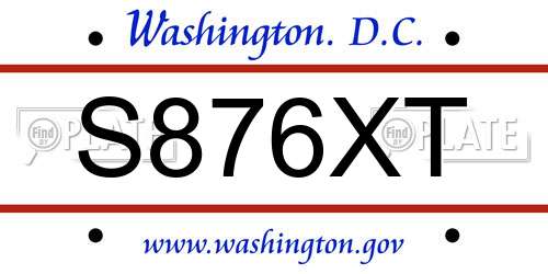 S876XT District Of Columbia License Plate