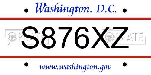 S876XZ District Of Columbia License Plate