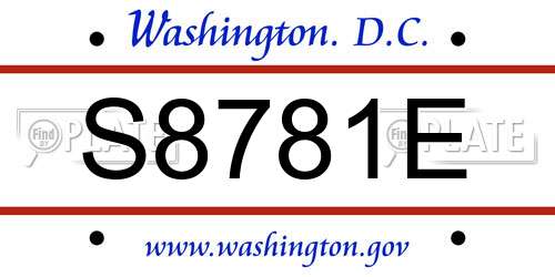 S8781E District Of Columbia License Plate