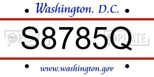 S8785Q District Of Columbia License Plate
