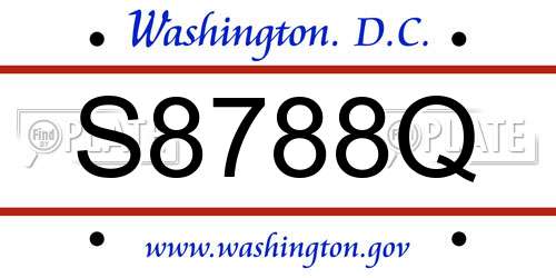 S8788Q District Of Columbia License Plate