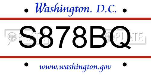 S878BQ District Of Columbia License Plate