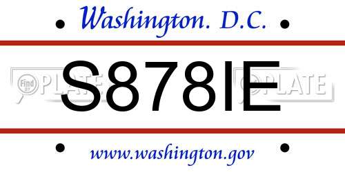 S878IE District Of Columbia License Plate