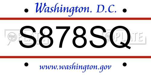 S878SQ District Of Columbia License Plate