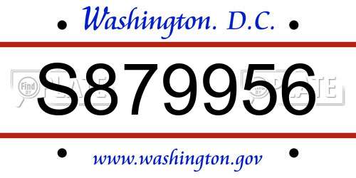 S879956 District Of Columbia License Plate