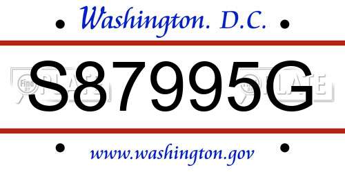 S87995G District Of Columbia License Plate