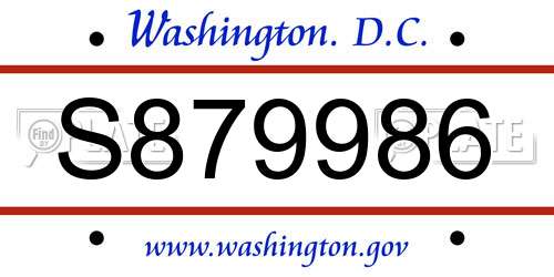 S879986 District Of Columbia License Plate