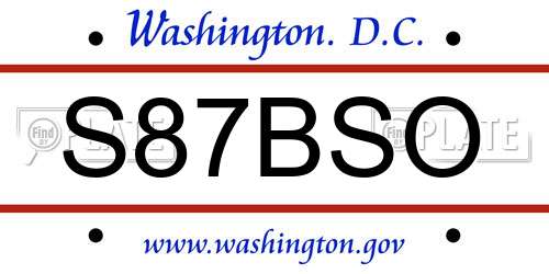 S87BSO District Of Columbia License Plate