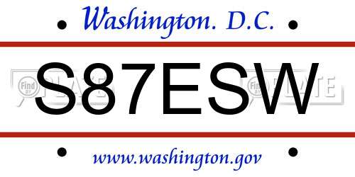 S87ESW District Of Columbia License Plate