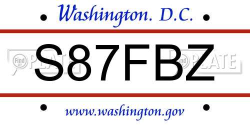 S87FBZ District Of Columbia License Plate