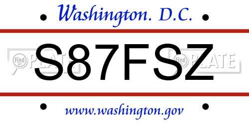 S87FSZ District Of Columbia License Plate
