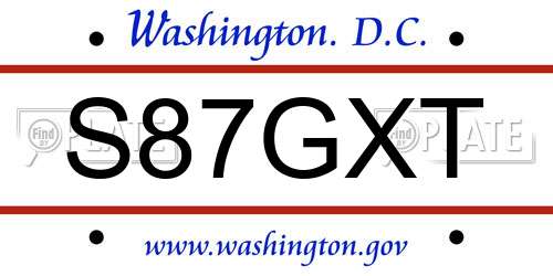 S87GXT District Of Columbia License Plate