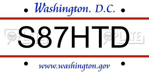 S87HTD District Of Columbia License Plate