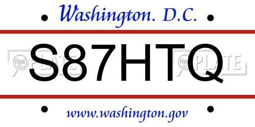 S87HTQ District Of Columbia License Plate
