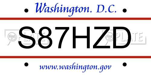 S87HZD District Of Columbia License Plate