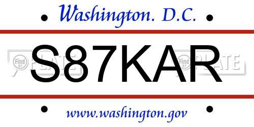 S87KAR District Of Columbia License Plate
