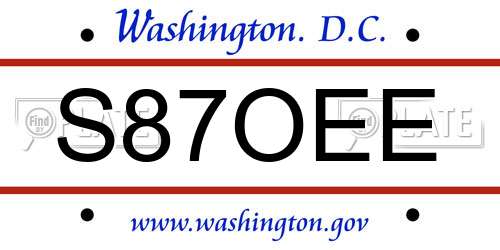 S87OEE District Of Columbia License Plate
