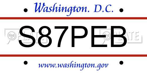S87PEB District Of Columbia License Plate