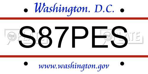 S87PES District Of Columbia License Plate