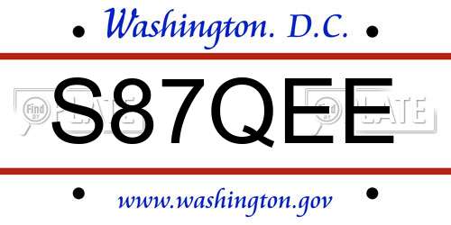 S87QEE District Of Columbia License Plate