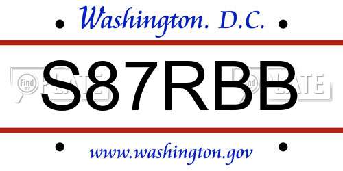 S87RBB District Of Columbia License Plate