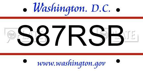 S87RSB District Of Columbia License Plate