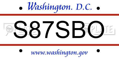 S87SBO District Of Columbia License Plate