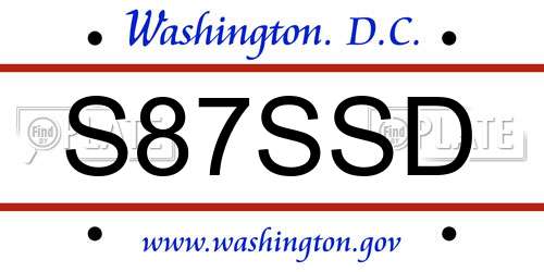 S87SSD District Of Columbia License Plate