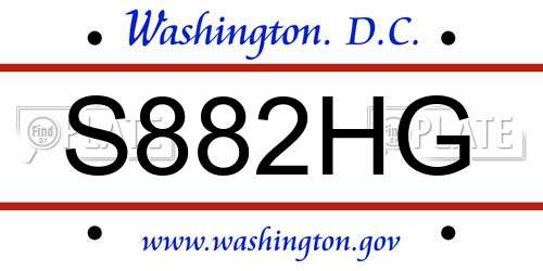 S882HG District Of Columbia License Plate