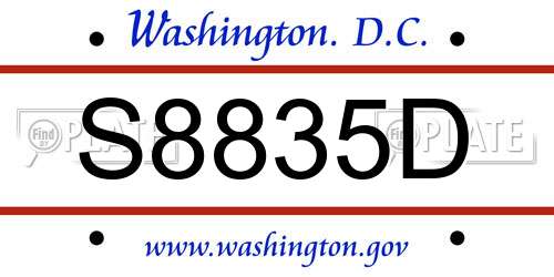 S8835D District Of Columbia License Plate