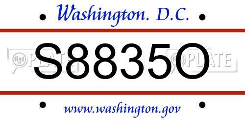 S8835O District Of Columbia License Plate